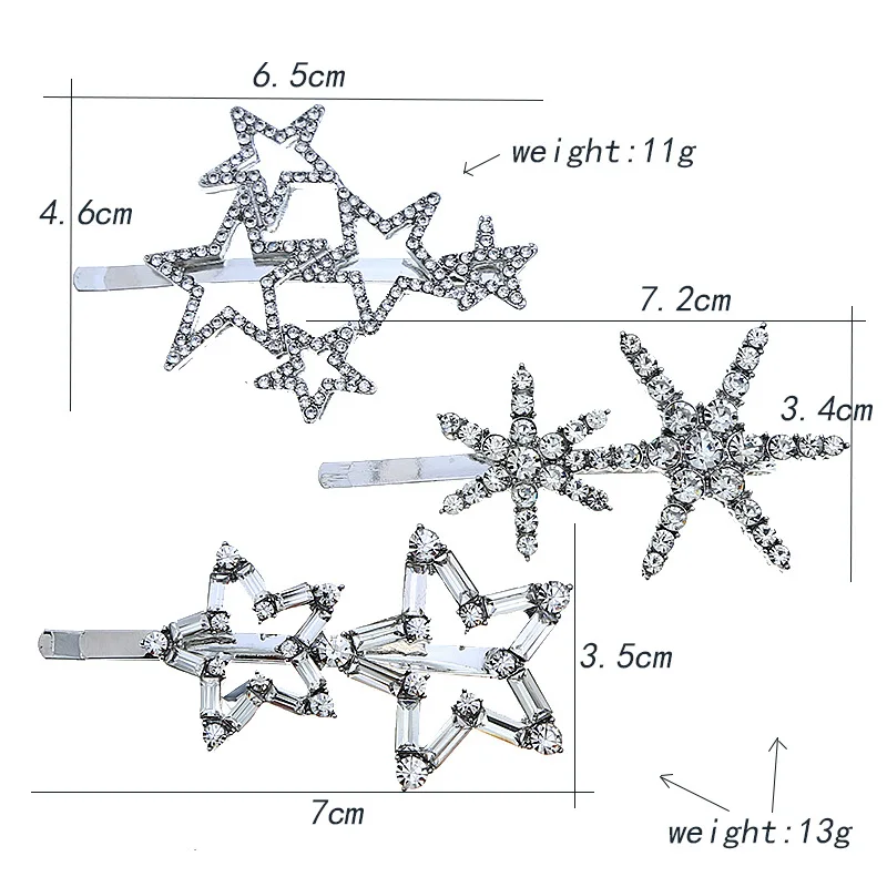 1 шт. модная заколка-пряжка для волос в форме снежинок звезда Форма заколки, аксессуары для Для женщин обувь для девочек с украшением в виде кристаллов заколку для украшения