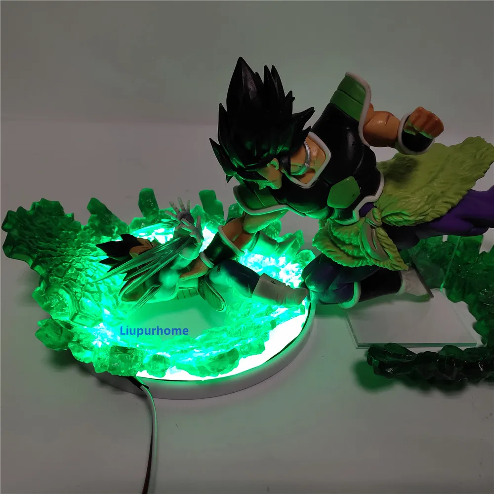 Dragon Ball Broly против Вегета светодиодный ночник Dragon Ball Супер аниме Рисунок зеленый рок основа для настольной лампы Lampara Dragon Ball DBZ