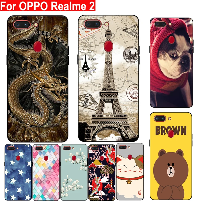 For OPPO Realme 2 Case Panited Cartoon Soft TPU Back Cover For OPPO Realme2 Phone Case Realme 2 shell Anti-knock silicon funda