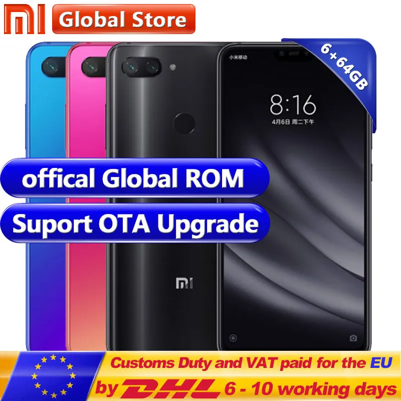 Xiaomi Mi 8 Lite 6 ГБ 64 Гб телефон 26 &quotSnapdragon 660 восьмиядерный смартфон 24MP фронтальная
