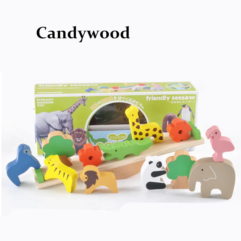 

Montessori Wooden Toys Forest Animal Seesaw Balance Blocks Educational toy Balance Building Blocks Stacking Early Learning Toy