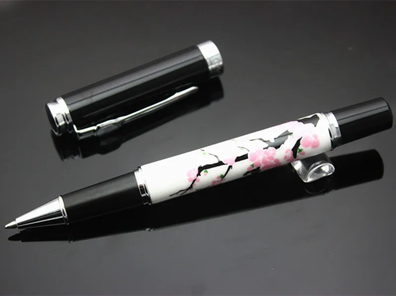 Высококачественная Роскошная деловая роликовая ручка jinhao, керамические шариковые ручки с цветком сливы, 0,7 синие и черные чернила для бизнес-офиса, подарок