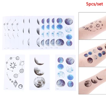 

5Pcs Body Art Planet Moon Tattoos Temporary Waterproof Tattoo Sticker Arm Fake Tatoo Paper