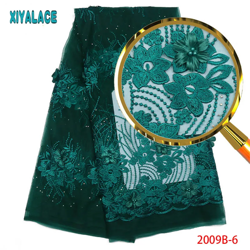 

Latest African Laces 2019 Teal Lace Fabric 3D Nigerian French Lace Fabrics High Quality French Lace Fabric For Women PGC2009B-2