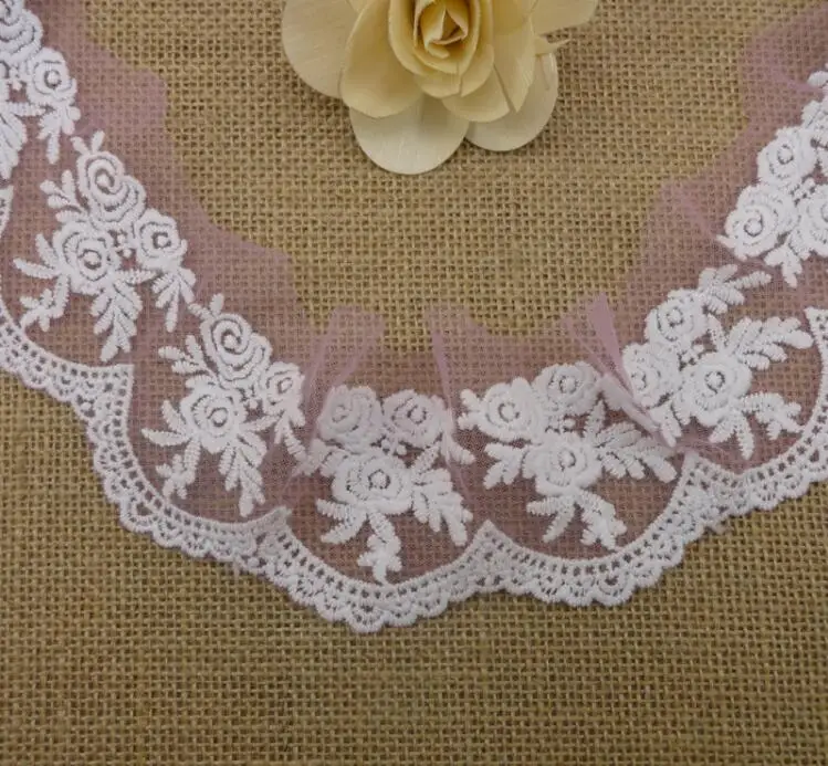 Buy 1 Yard 6cm Wide Rose Floral Embroidered Tulle Lace