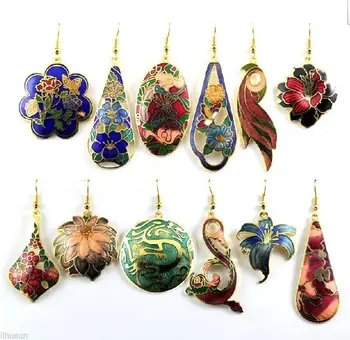 

Wholesale 10pairs Chinese Handmade Vintage Cloisonne Enamel Earring