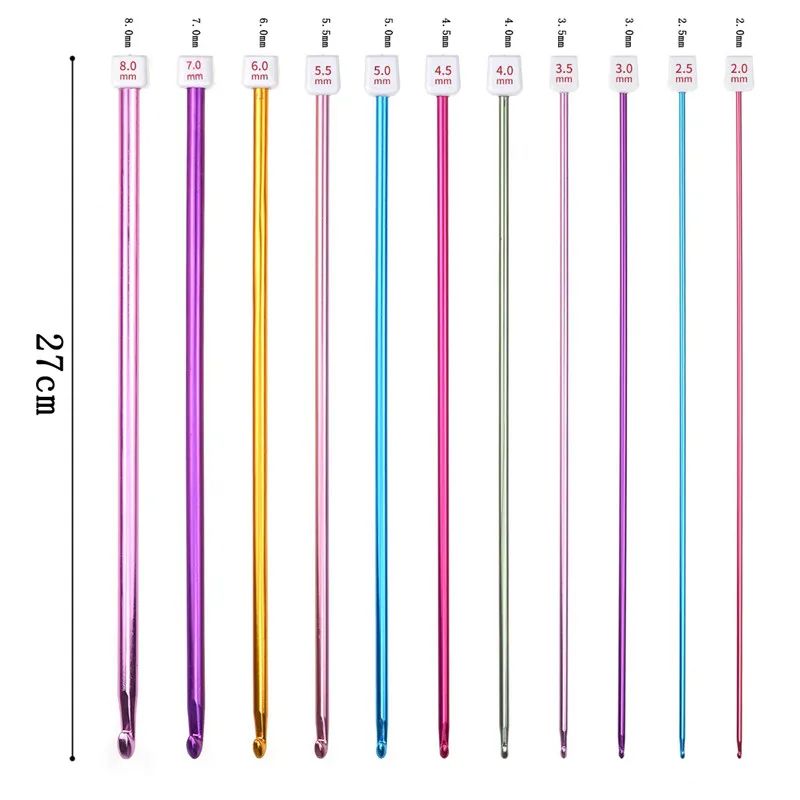 Набор спиц для вязания крючком из Туниса, 11 шт., от 2 мм до 8 мм, набор крючков для вязания, ножницы, аксессуары для шитья с сумкой, крючки для вязания крючком