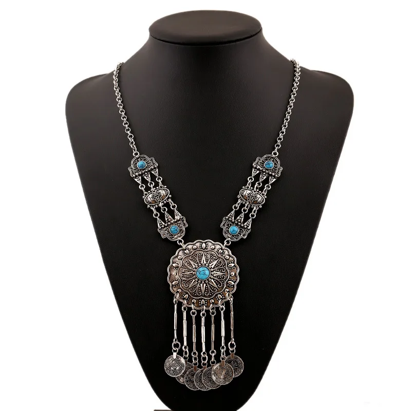 Модные Цыганский Чешский Boho гравировкой монета кулон Мощность Цепочки и