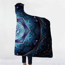 Одеяла с капюшоном 3D плюшевый, с принтом синий для взрослых и детей теплый носимый флисовый женский плед плащ из микрофибры на диване