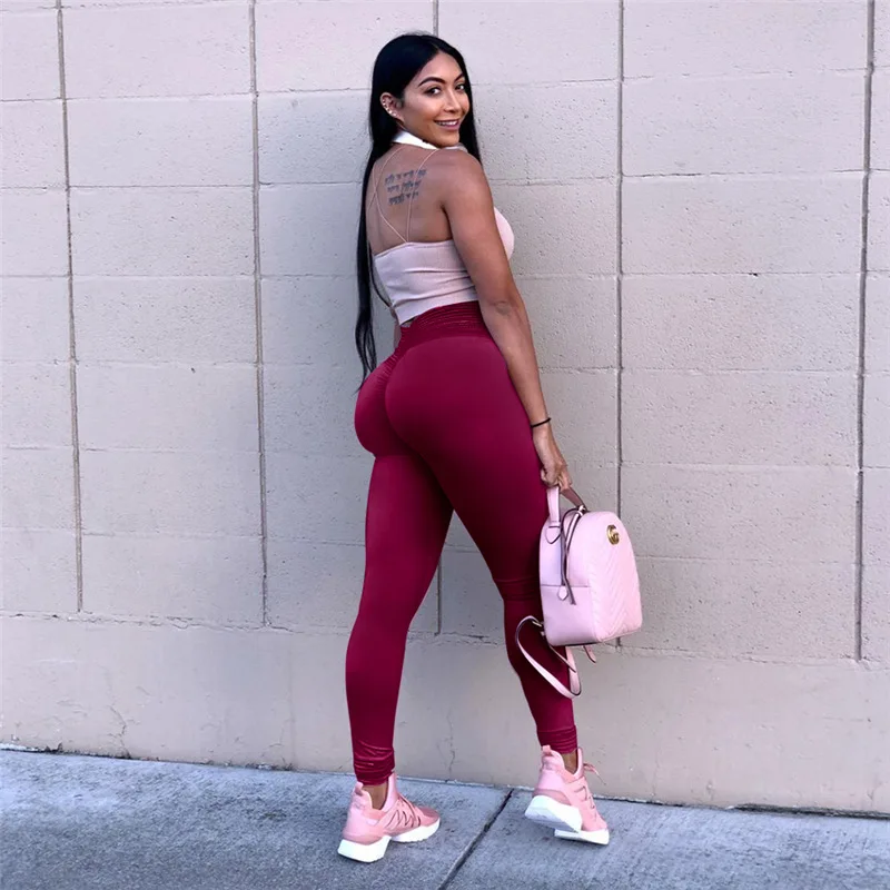 

New Fashion Solid Color Sporting Push Up Leggings Women High Waist Fitness Slim Leggins Jeggings Dry Quick Workout Pants Bottom