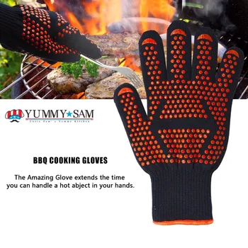 

Free shipping High performance Heat resistant glove BBQ glove Protecting hand from fire heat up 932F