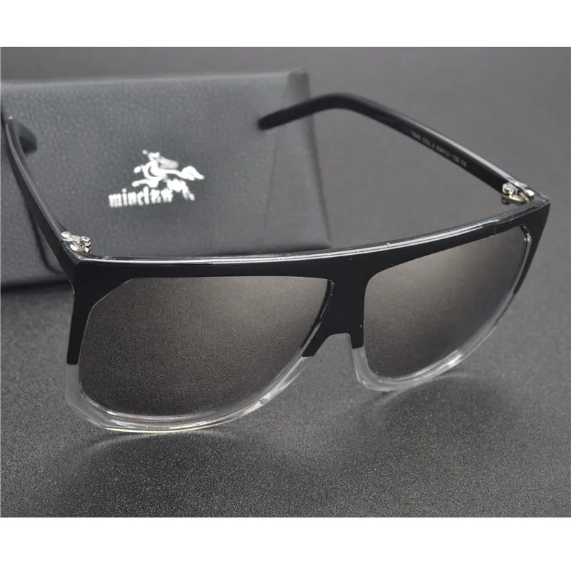 MINCL/бренд Ретро рамка квадратные мужские солнцезащитные очки все черные негабаритные большие мужские женские солнцезащитные очки с коробкой FML