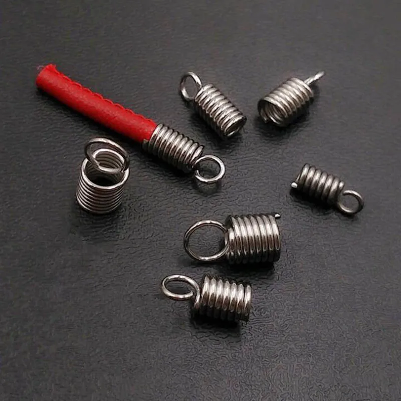 100pcs Stainless Steel Spring Crimp Coil Cord Ends Beads Fit 2 2.5 3mm
