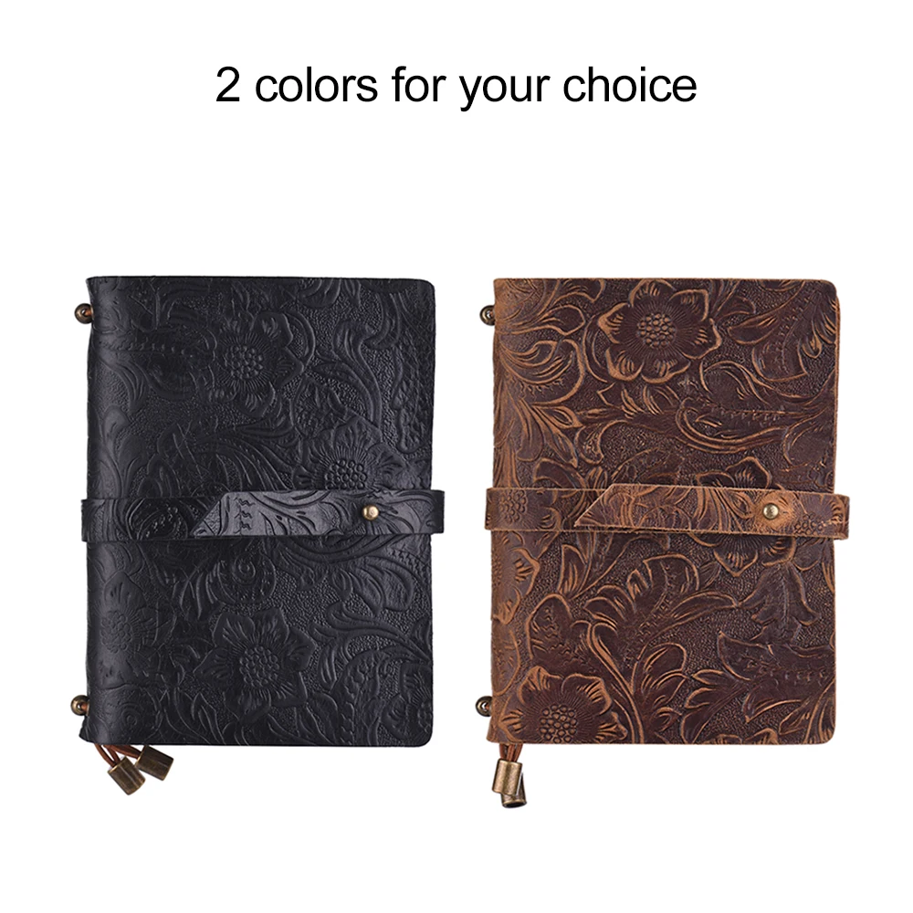 

Vintage Embossed Pattern Travel Journal Notebook Lined Blank Grid Paper Diary Refillable Notepad Gift for Sketching Writing