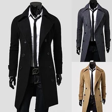 Мужской модный двубортный плащ-Пыльник, повседневная приталенная длинная верхняя одежда, новое поступление