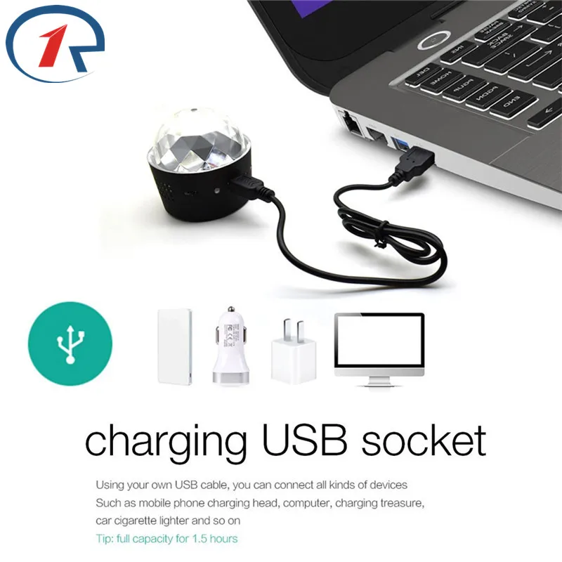 ZjRight USB 5 В встроенный аккумулятор музыкальный звуковой контроль RGB светодиодный