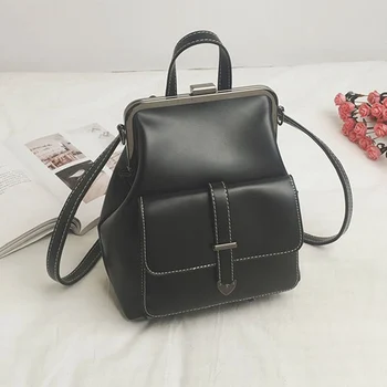 

Hot Selling Women Backpack PU Solid Color Adjustable Strap Shoulder Bag Satchel for School -B5