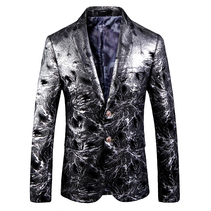 Lv Ba Brand 2018 Fashion Trend Crackle  Printed Suit Jackets Men Party Coat