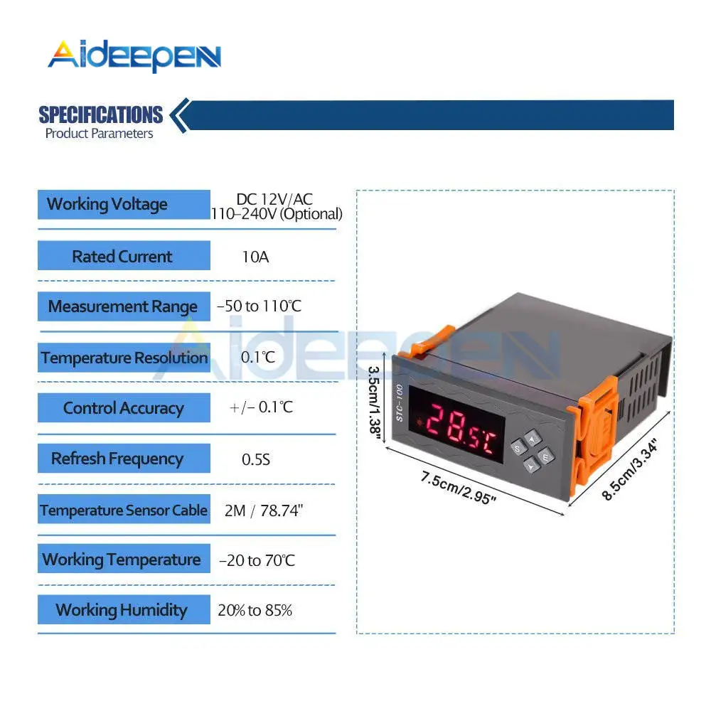 STC-3000 STC-1000 STC-100 Температура Управление; 12V 24V 110 V-220 V светодиодный цифровой терморегулятор Термостат Управление+ NTC Сенсор