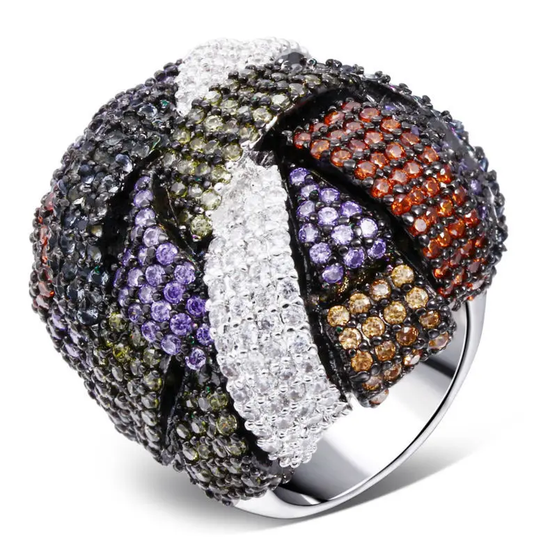 DC1989 Deluxe Large Women Rings Hot Selling Multiple Colors Cubic Zirconia Ladies Rings Lead Free Bridal Wedding Jewelries