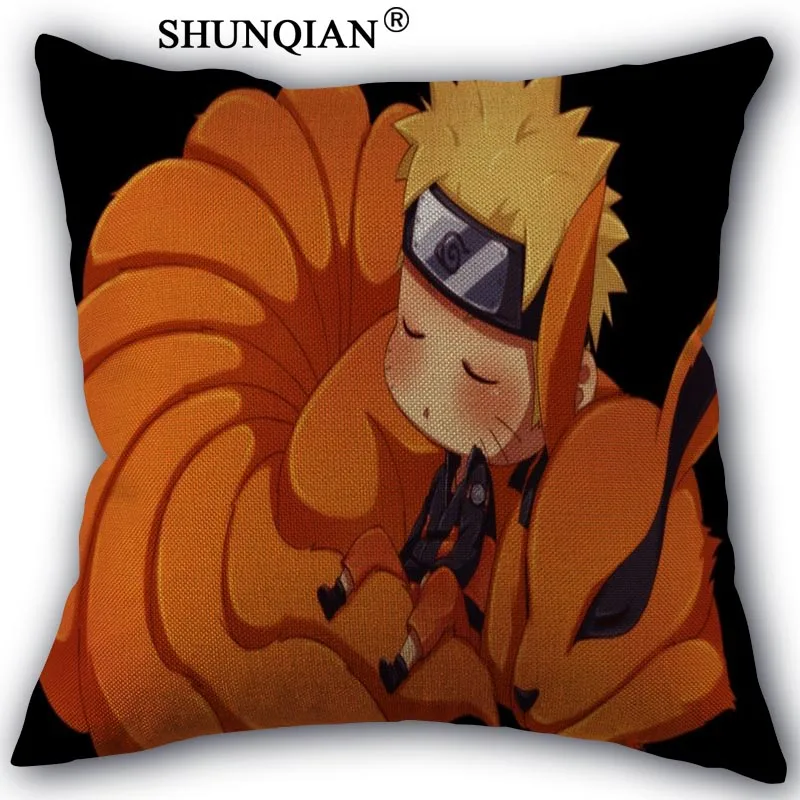 

naruto Pillowcase Custom Cotton Linen Square Decorative Pillow Cases Cover Zippered 45x45cm one side