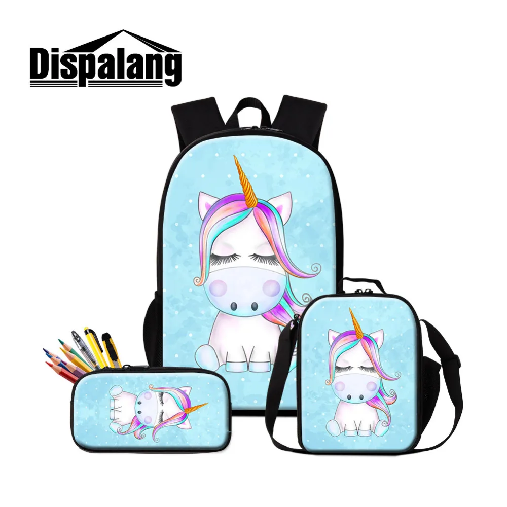 cartoon unicorn backpack pencil bags and cooler bags (6)
