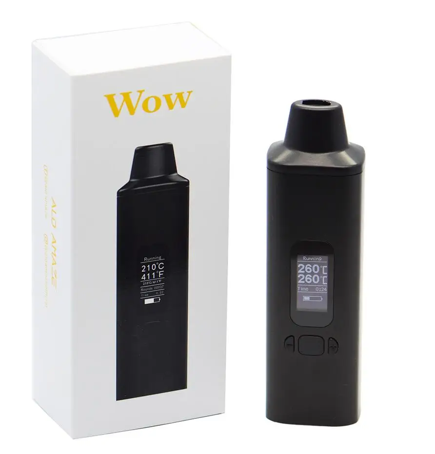 Альд AMAZE W0W V2 набор сухих трав vape электронные сигареты 1800 мАч с oled-дисплеем и вибрирующим оповещением травяной испаритель - Цвет: Черный