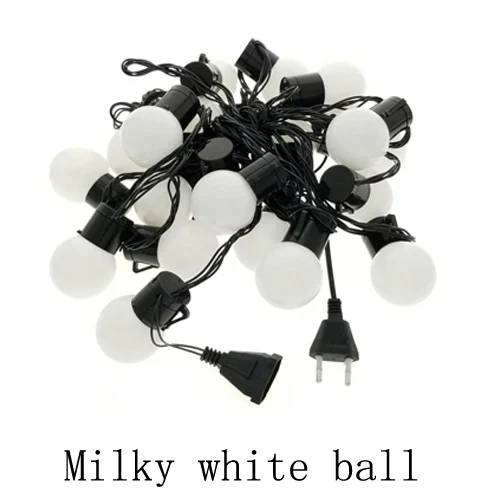Европейский штекер 220 в 5 м G45 светодиодный Глобус лампа гирлянда гирлянды Открытый водонепроницаемый шар гирлянда Рождество Гирлянда Свадьба сад Вечерние - Испускаемый цвет: Milky white ball