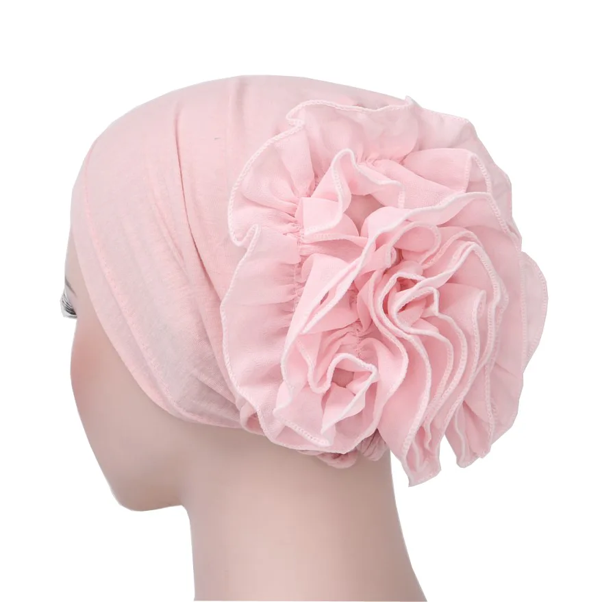 Тюрбант голова палантин хиджаб мусульманский шифон король цветок тюрбан шапка Хемо для выпадения волос мусульманский шарф хиджаб исламский - Цвет: pink