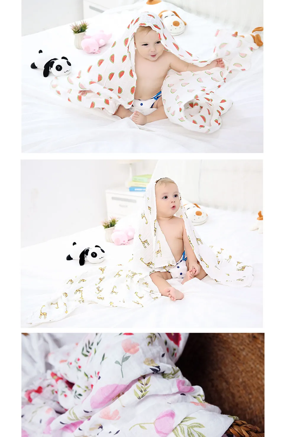 Happy Flute 1 шт. Муслин хлопок детские пеленки мягкие одеяла для новорожденных черно-белые марлевые младенческие обертывания