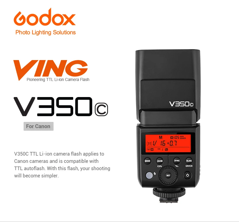 Godox V350C ttl HSS 2,4G литий-ионная батарея быстрее Recycle Time Speedlite вспышка с Xpro-C Transmitte Trigger для Canon