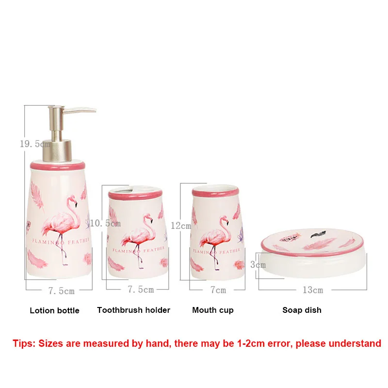 4pcs Bathroom ceramic set flamingo high-end Bathrooms toiletries toothbrush holder soap box Bathrooms accessories wedding gifts 4pcs Bathroom ceramic set flamingo high-end Bathrooms toiletries toothbrush holder soap box Bathrooms accessories wedding gifts