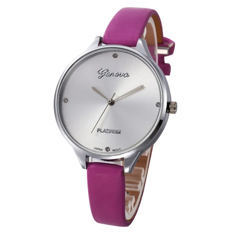 Женские кварцевые часы с простым циферблатом, Лидирующий бренд, женские повседневные наручные часы с кожаным ремешком, женские часы, Relogio Feminino# D - Цвет: F