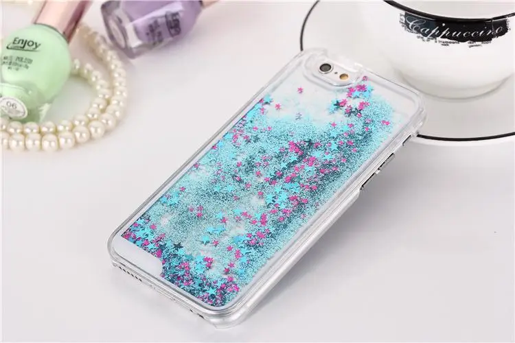 Blue Жидкий Блестящий блестящий чехол для iPhone X, прозрачный динамический чехол для iPhone 4 4G 4S SE 5 5G 5S 5C 6 6S 7 8 Plus, чехол для воды - Цвет: Blue