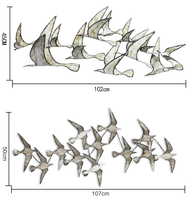 Современная кованая 3D стена чайки подвесная подвеска домашняя Наклейка на стену для гостиной украшения крыльцо роспись для стен отеля рукоделие Декор