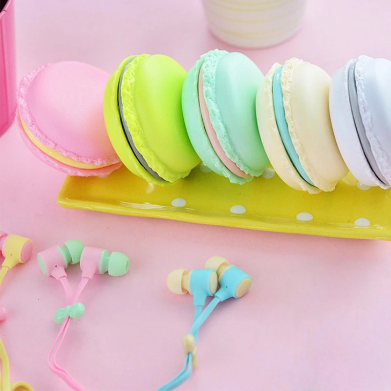 

Cute Macaron Earphones In-Ear Earphone 3.5mm Headset With Cute Macaron Case For Xiaomi Samsung Sony Iphone Mobile Phone