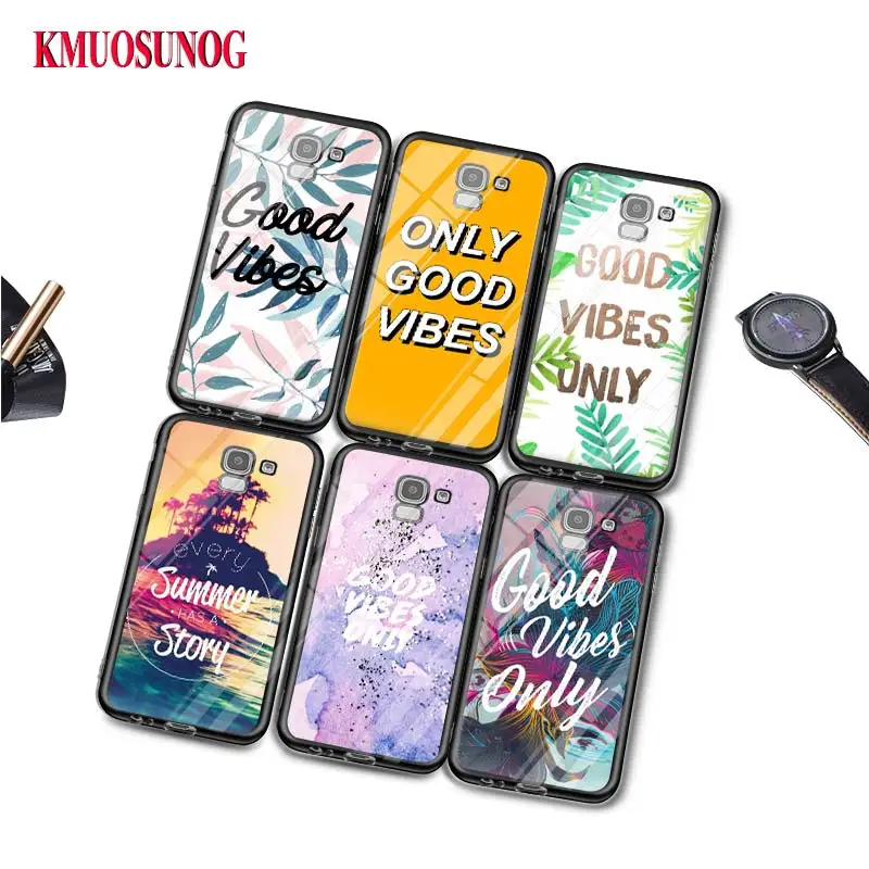 

Black Silicone Case Good Vibes Fashion for Samsung Galaxy j8 j7 j6 j5 j4 j3 Plus Prime 2018 2017 2016 Phone Bag Cover