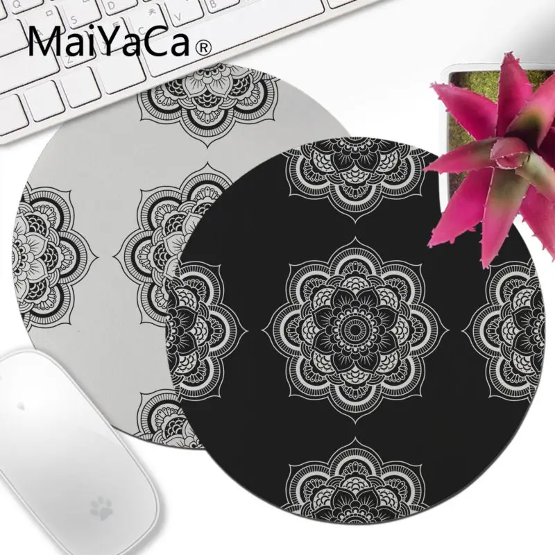 MaiYaCa крутой черно-белый Мандала узор комфорт круглый коврик для мыши игровой коврик для мыши ноутбук нескользящий игровой коврик для мыши