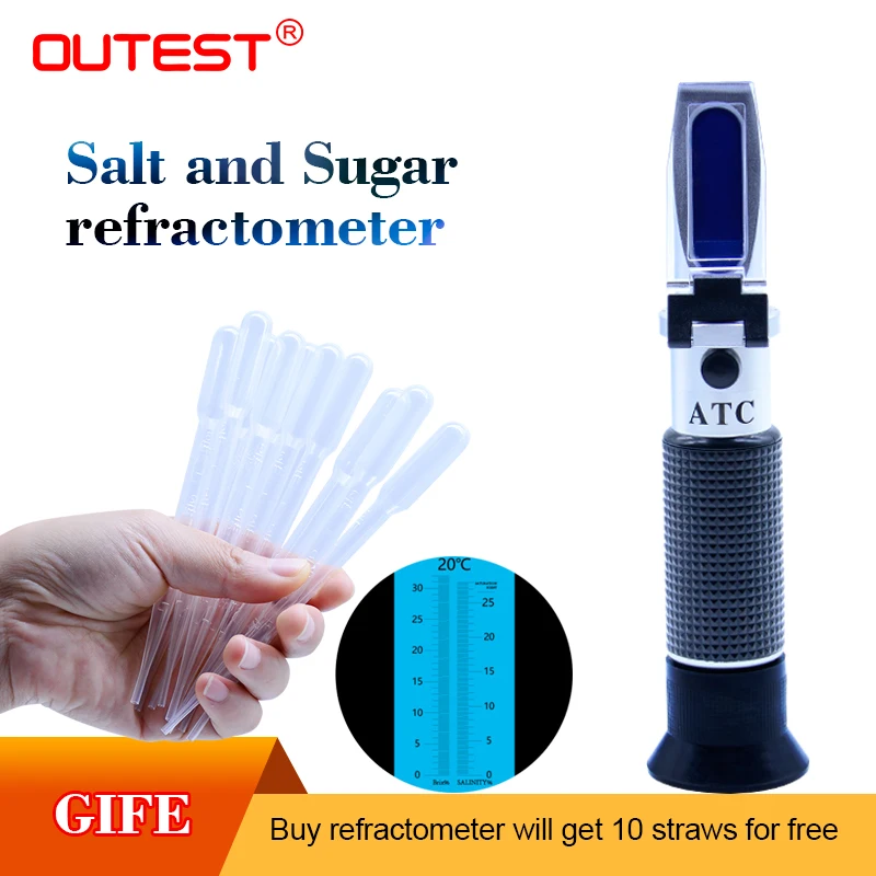 

Portable Auto Refractometer 2 in 1 food salinity and sugar Refractometer,salinity measure range 0-28%,sugar measure range 0-32%
