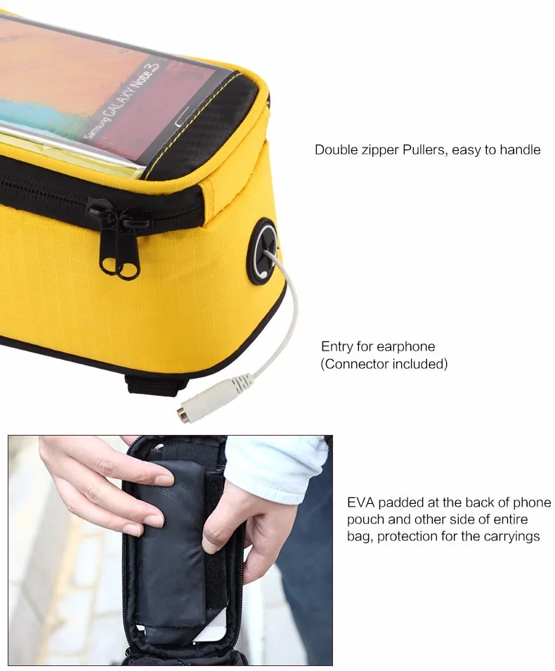 Flash Deal 5.5 /4.8 /4.2 Inches Front Roswheel Bike Frame Bag Cell Phone Case Cycling Pouch Touch Screen Mtb Bycicle Bicycle Basket 12496 3