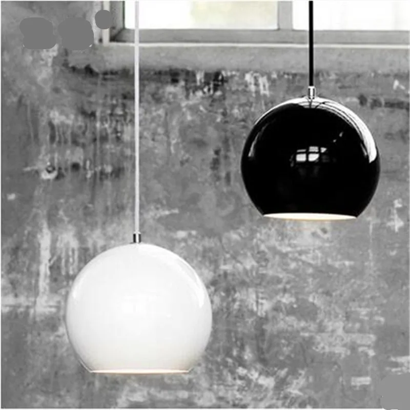 

Novelty Modern Black/White Dia 20cm Aluminum Ball Led E27 Pendant Light for bedroom Bedside Dining Room AC 80-265V 1593