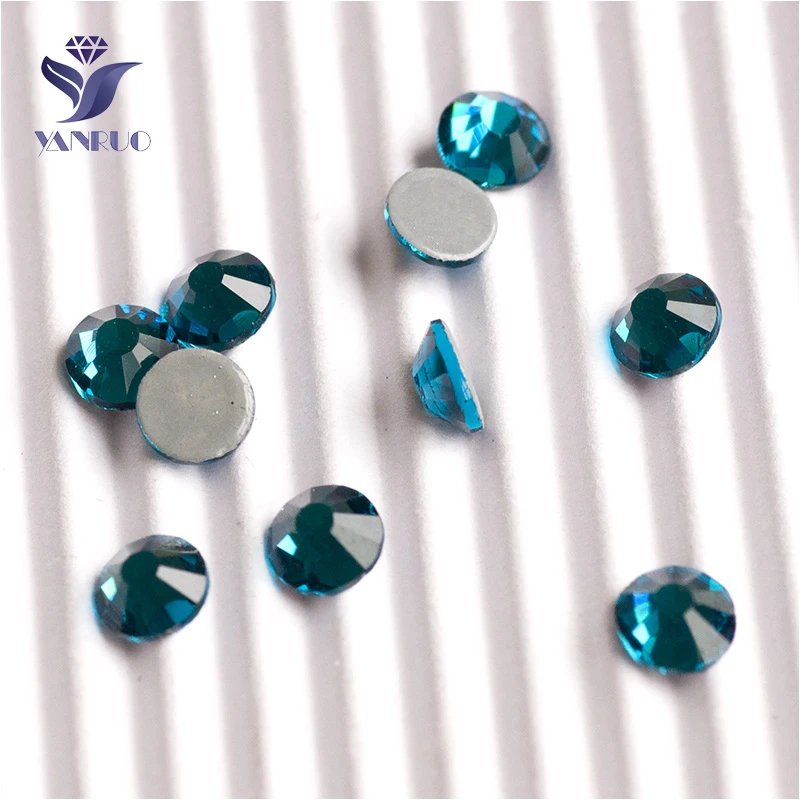 

YANRUO 2028HF All Sizes Blue Zircon Hotfix Shiny Crystal Stones Flatback Rhinestones Strass For Garment Decoration