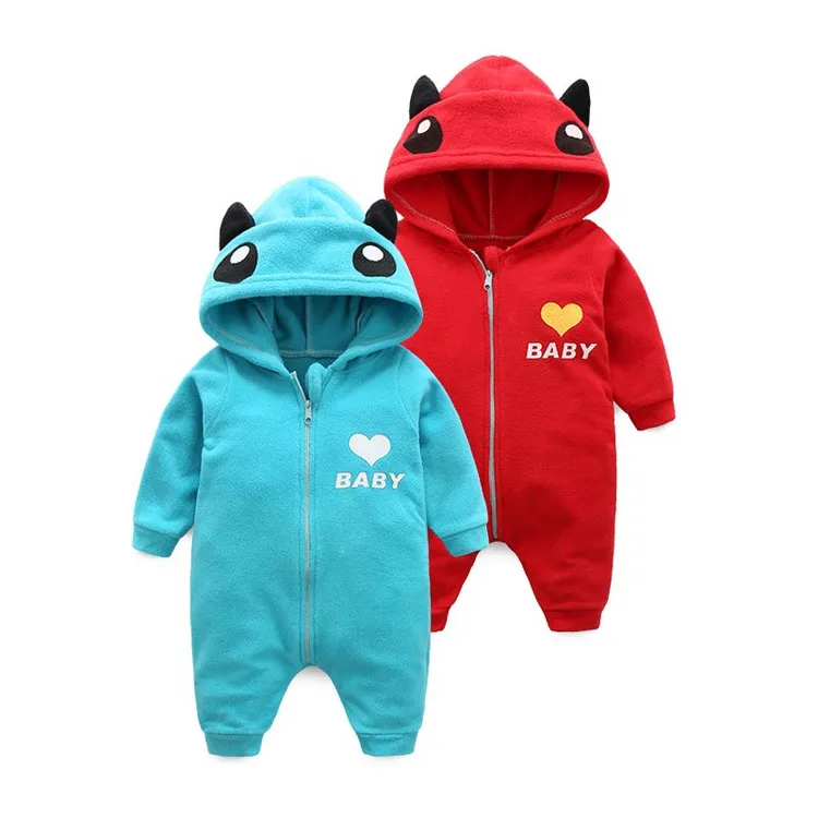 

baby rompers the new polar fleece with cap long sleeved clothes boys/girls animal cute romper winter newborn clothing