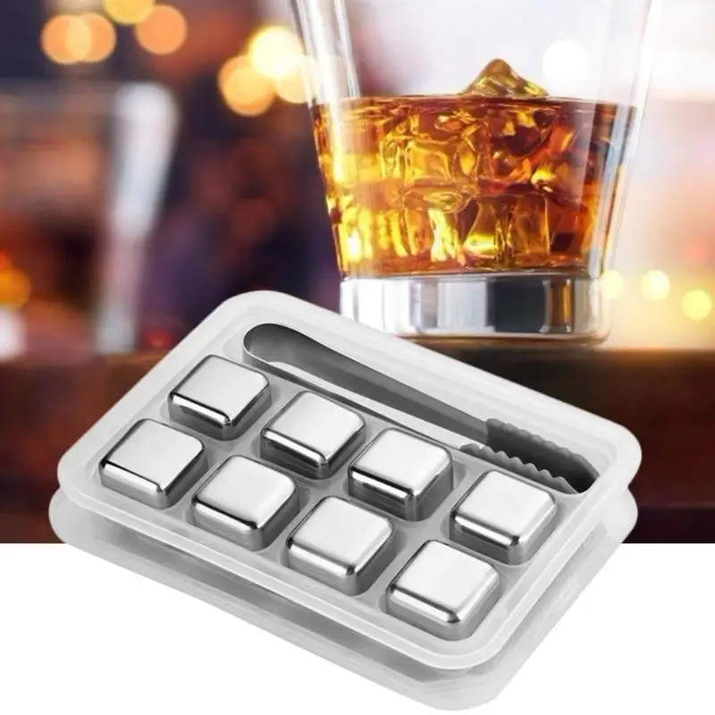 

Stainless Steel Ice Cubes Reusable Whiskey Ice Cube For Whiskey Wine Beer Cooler Bar KTV Supplies Keep Your Drink Cold Longer