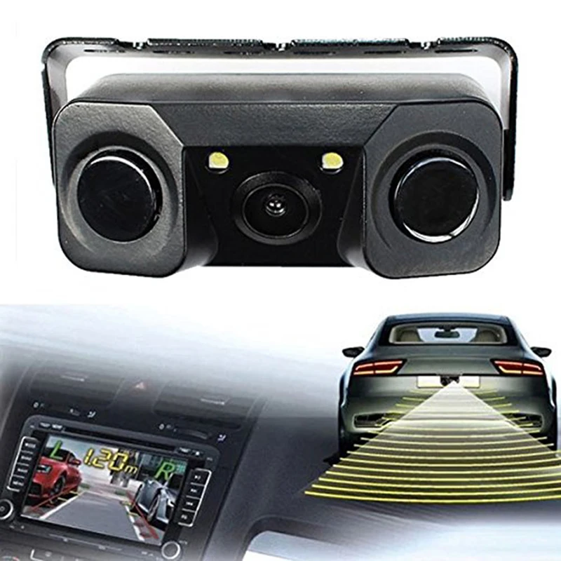 Reverse Backup Parking Sensor with Rear View Camera + Car Monitor (5)