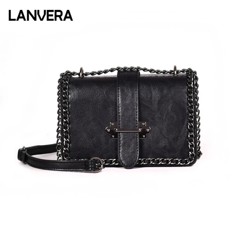 

LANVERA brand vintage women totes chains flap handbag high quality lady party evening purse crossbody shoulder messenger bags