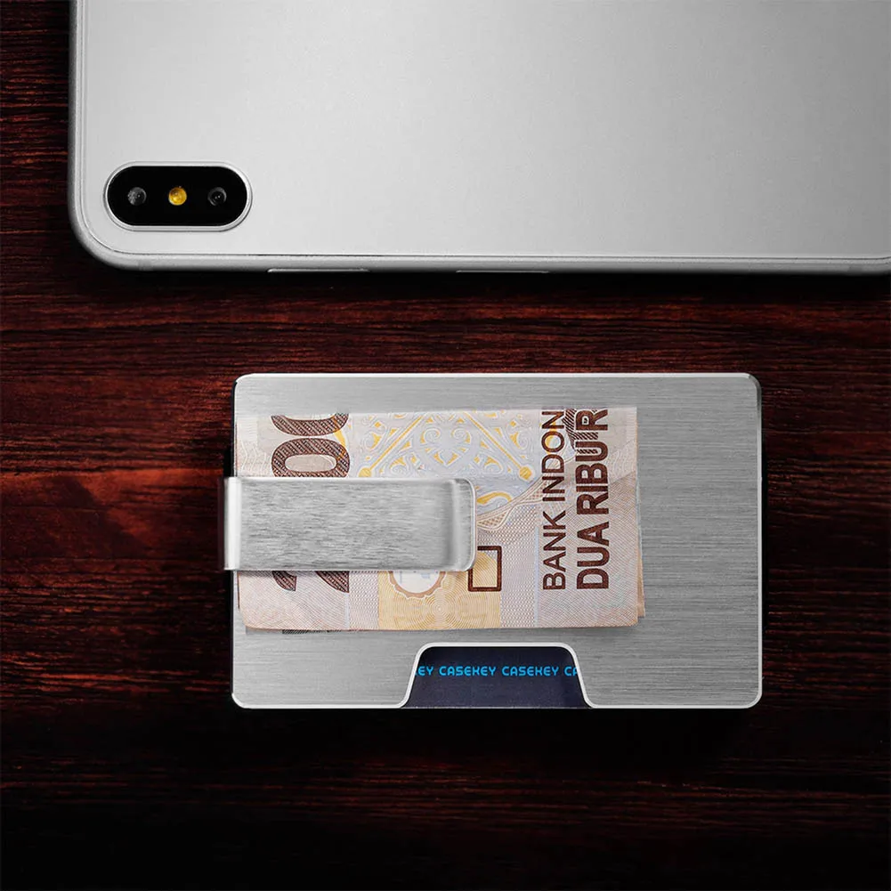 

Hot Selling Men Aluminum Alloy Wallet Money Clip Wallet RFID Blocking Slim Cash Credit Card Holder Purse -B5