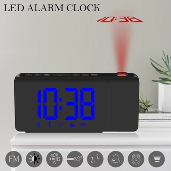 

LED Projection Digital Alarm Clock FM Radio Creative Fashion Snooze Function Alarm Clock Reloj Despertador Wekker Reveil Sveglia