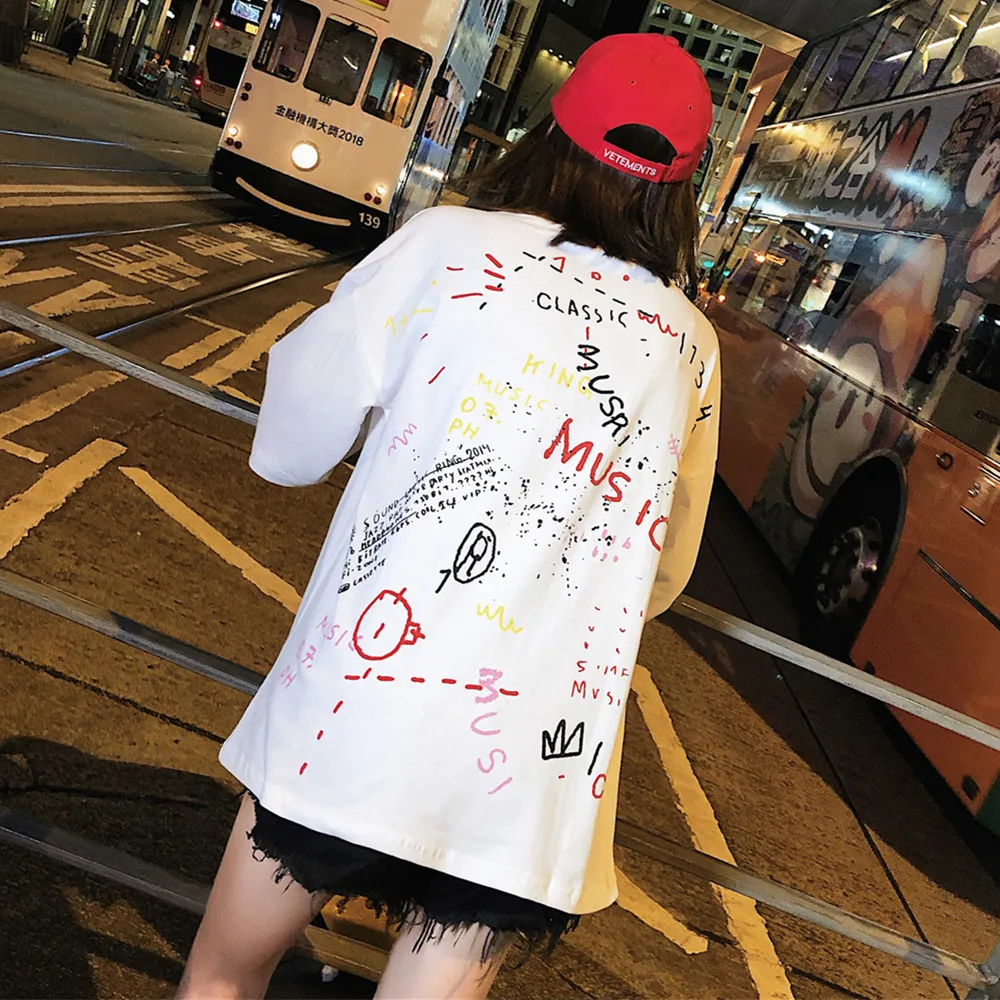 

T-shirts Women Shirt O-Neck Letter Print Short Sleeve Loose Tees Womens Trendy Leisure Student All-match Hip Hop Harajuku tshirt