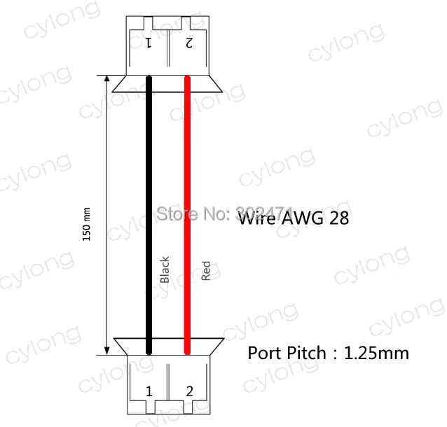 2-Булавки разъем W/. Провода X 10 sets.2 Булавки 1.25mm-1.25mmt